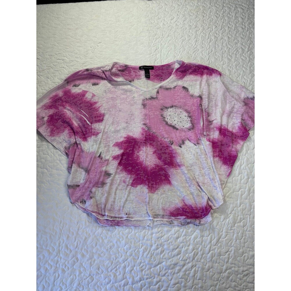 INC International Concepts Pink Floral Wing Sleeve Blouse size small